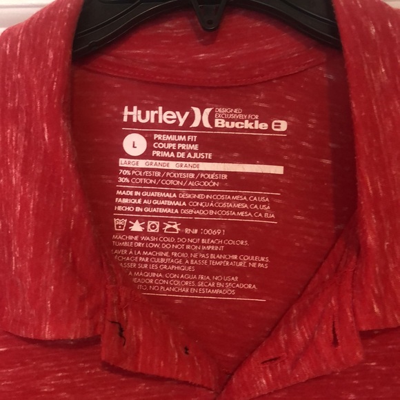 Hurley-Buckle polo shirt, premium fit, size large but fits like medium. - Picture 3 of 3